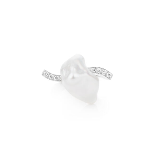 18ct Keshi Pearl and Diamond Ring R0047