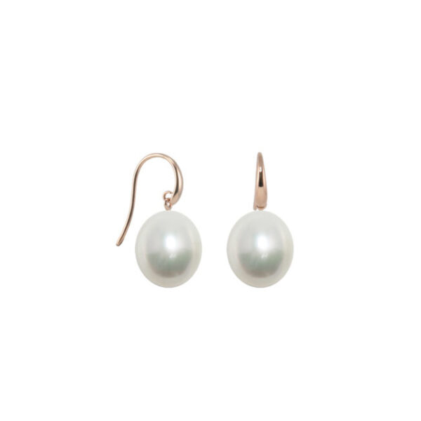 18ct Rose Gold Shepherd Hook Pearl Earrings