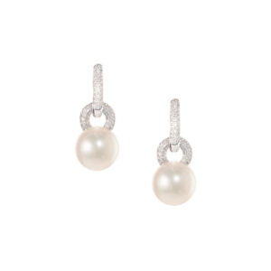 18ct White Gold South Sea Pearl and Diamond Earrings E0014