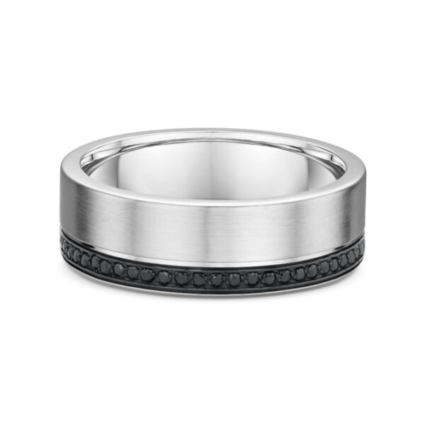 18ct White Gold Wedding Band featuring Black Diamonds