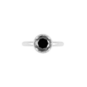 Black Diamond Engagement Ring in 18ct White Gold R0290