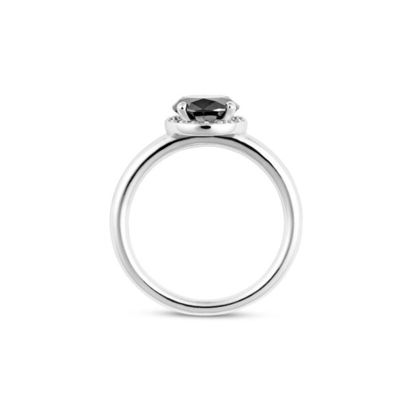 Black Diamond Engagement Ring in 18ct White Gold R0290