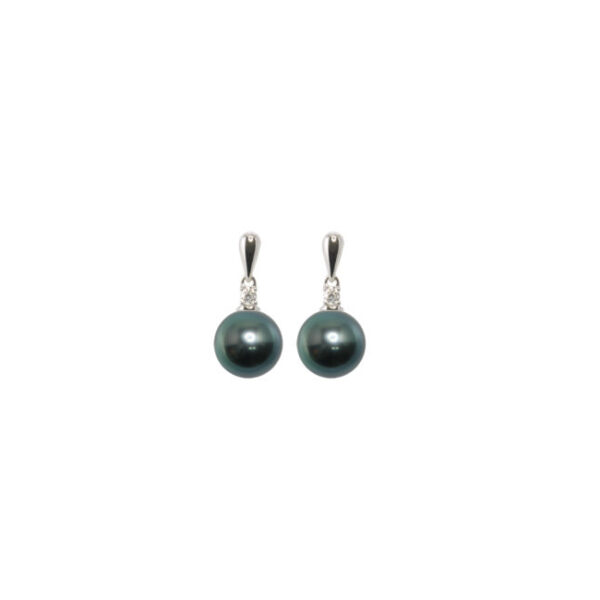 Black Tahitian 18ct White Gold Pearl Drop Earrings