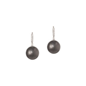 Black Tahitian Pearl and Diamond Earrings E0013