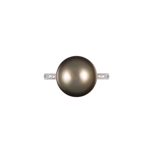 Black Tahitian Pearl and Diamond Ring R0006