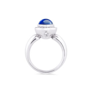 Cabochon Blue Sapphire and Diamond ring R0024