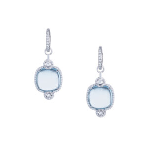 Cabochon Blue Topaz and Diamond Drop Earrings E0021