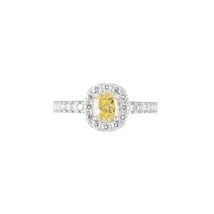 Cushion Cut Yellow Ellendale Diamond Ring in 18ct White Gold R0259