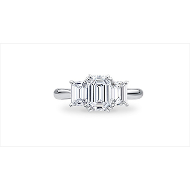 Emerald Cut Diamond Trilogy Engagement Ring - Euphoria Jewels