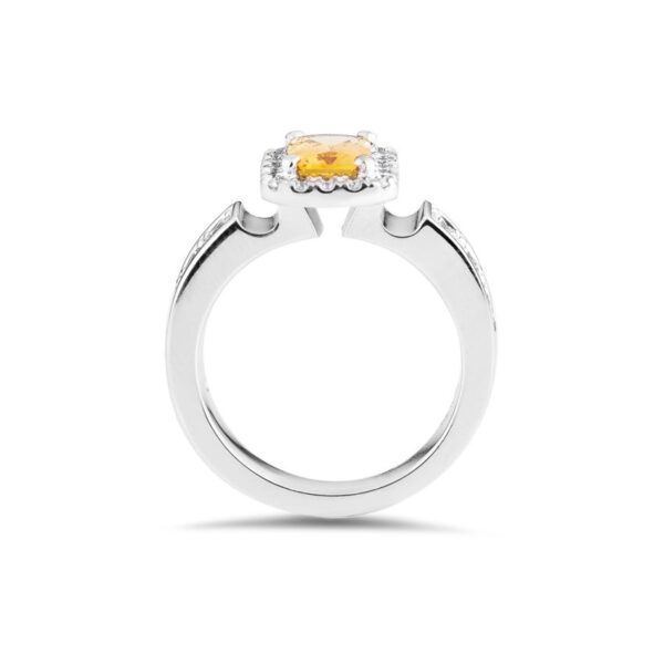 Emerald Cut Yellow Sapphire and Diamond Ring R0078