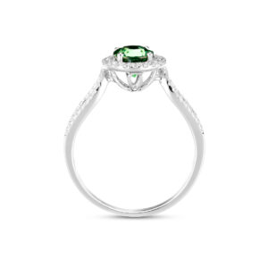 Green Tsavorite Garnet and Diamond Ring in 18ct White Gold R0043