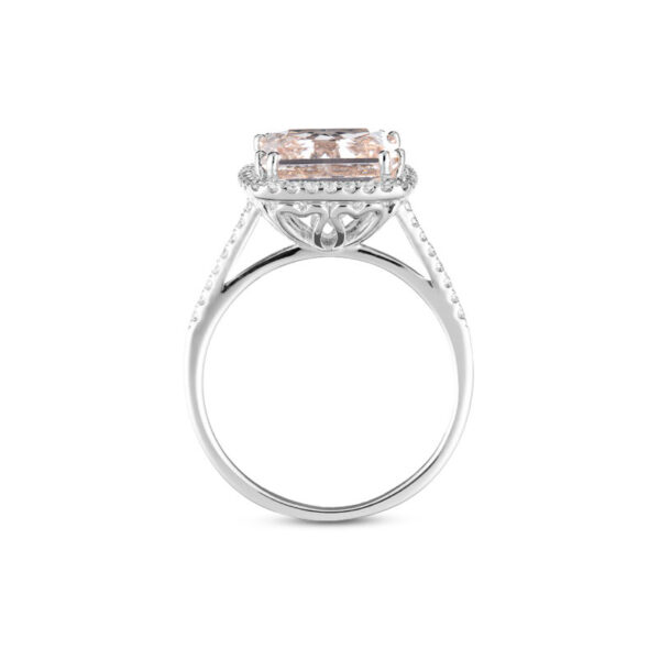 Princess Cut Morganite and Diamond Ring in 18ct White Gold R0217