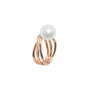 Round South Sea Pearl and Diamond 18ct Rose Gold Ring