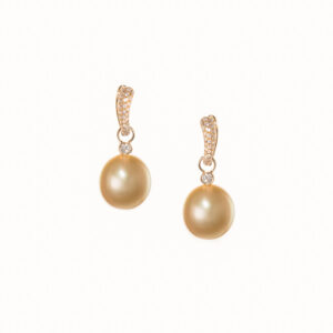 South Sea Gold Pearl and Diamond Drop Earrings E0017