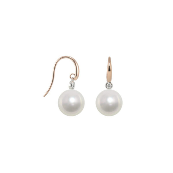 South Sea Pearl and Diamond Hook Earrings E0144