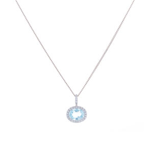 Blue Topaz & Diamond Pendant