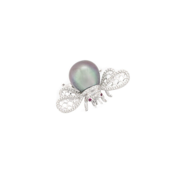 “Bumblebee” Tahitian South Sea Pearl & Diamond Brooch