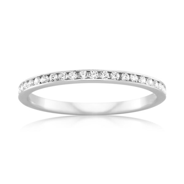 Channel Set Wedding Band with a Full Circle of Diamonds 1.8mm wide