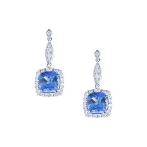 Cushion Cut Tanzanite & Diamond Earrings