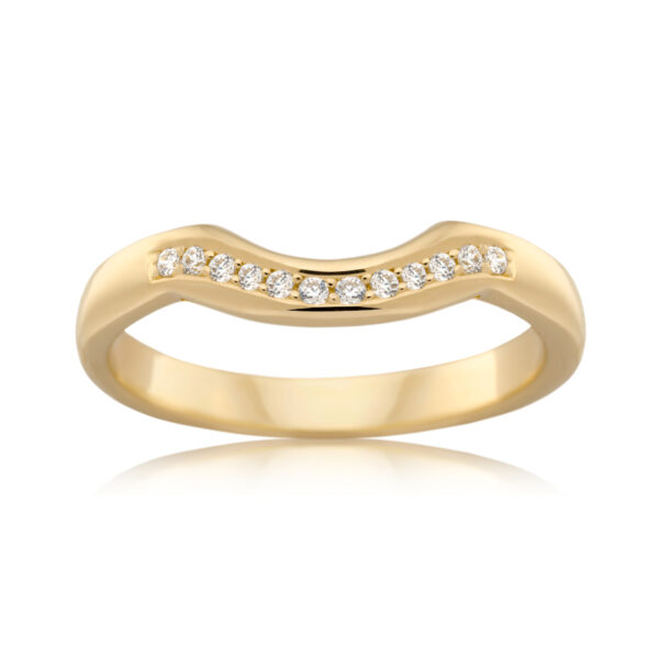 Diamond Curved Wedding Band in 18ct Yellow Gold