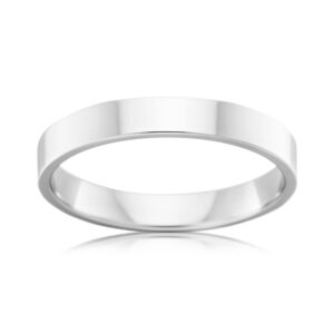 Flat 18ct White Gold Wedding Band 3mm wide