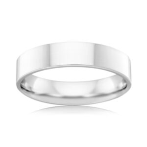 Flat 18ct White Gold Wedding Band 5mm wide