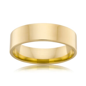 Flat 18ct Yellow Gold Wedding Band 6mm wide