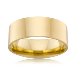 Flat 18ct Yellow Gold Wedding Band 8mm wide