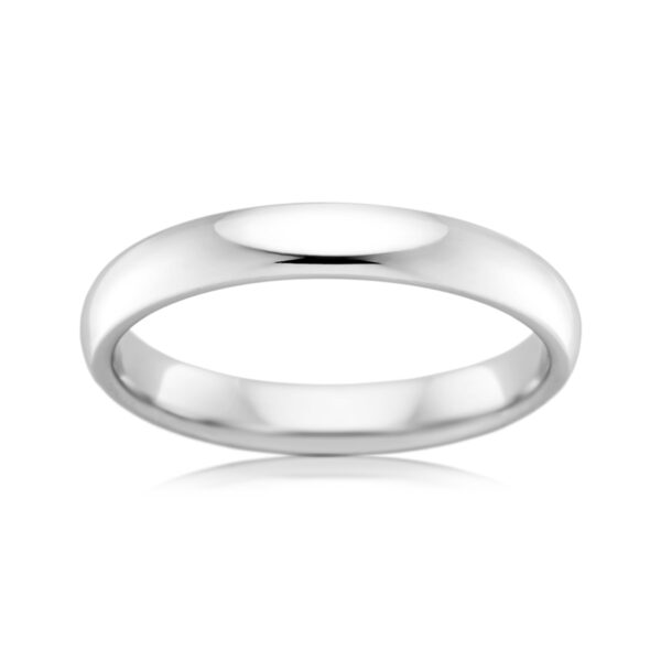 High Dome Comfort Fit 18ct White Gold Wedding Band 4mm wide