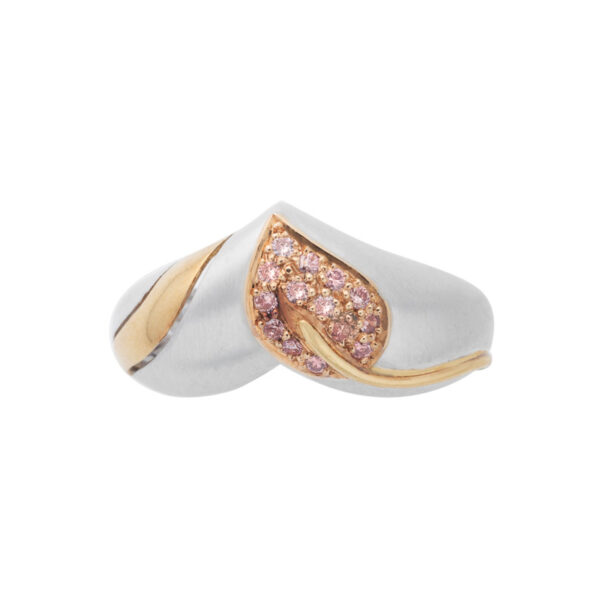 Leaf Motive Blush Pink Diamond Ring