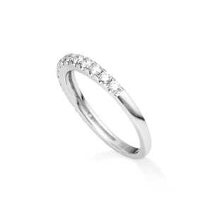 Micro Pave Set Wedding Band with a Half Circle of Diamonds 2.2mm wide