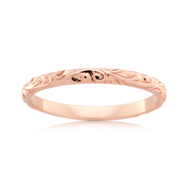 Patterned Wedding Band in 18ct Rose Gold 2.3mm wide