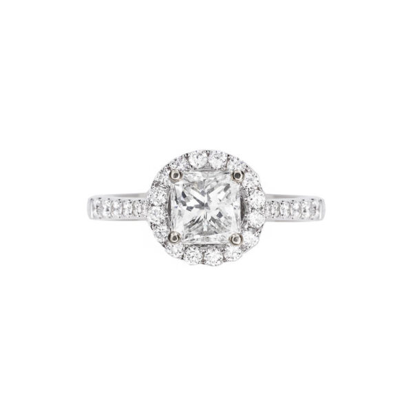 Princess Brilliant Cut Diamond Halo Engagement Ring