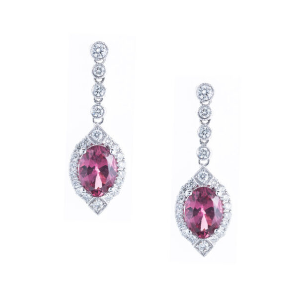 Red Spinel & Diamond Earrings