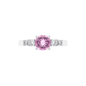 Round Pink Sapphire and Diamond Ring