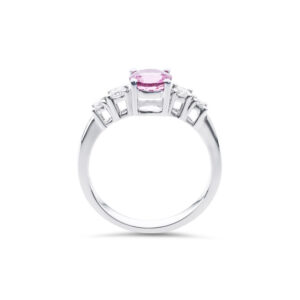 Round Pink Sapphire and Diamond Ring