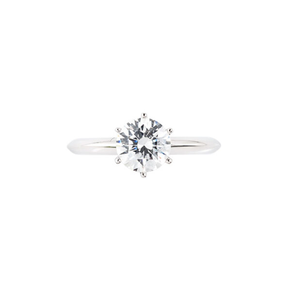 Round Solitaire 6 Claw Diamond Engagement Ring