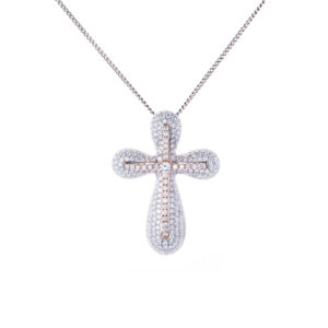 ‘Grace” White and Rose Gold Diamond Cross Pendant