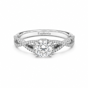 Infinity Round Brilliant Halo Diamond Engagement Ring in 18ct White Gold